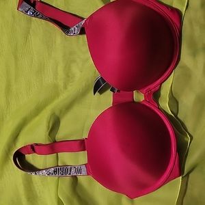 Red Logo Shine Strap Victorias Secret bra.Size 32DD